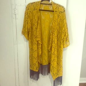 LLR Monroe Mustard lace with blue fringe
